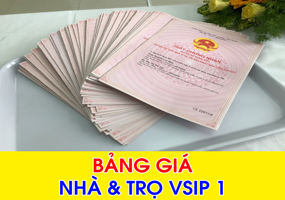 Bảng giá nhà và dãy trọ Vsip 1